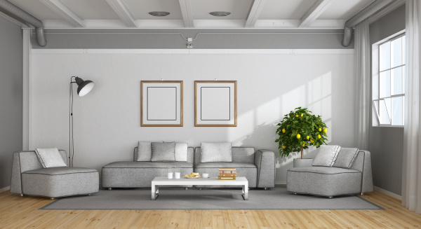 bianco e grigio soggiorno moderno