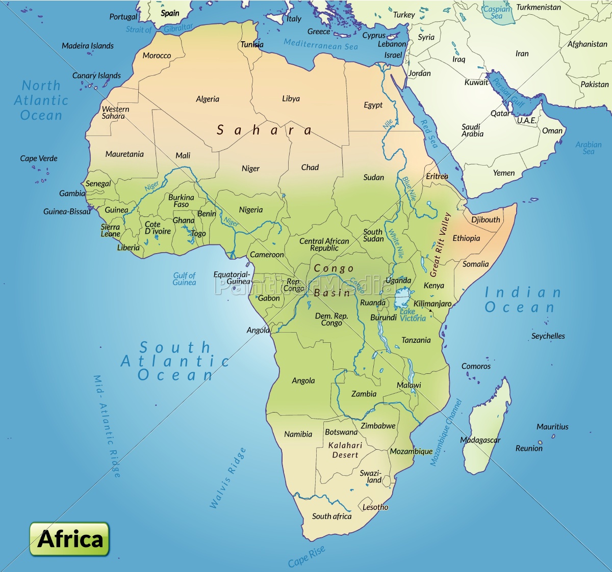 mappa dell africa come mappa panoramica - Foto stock - #10655039