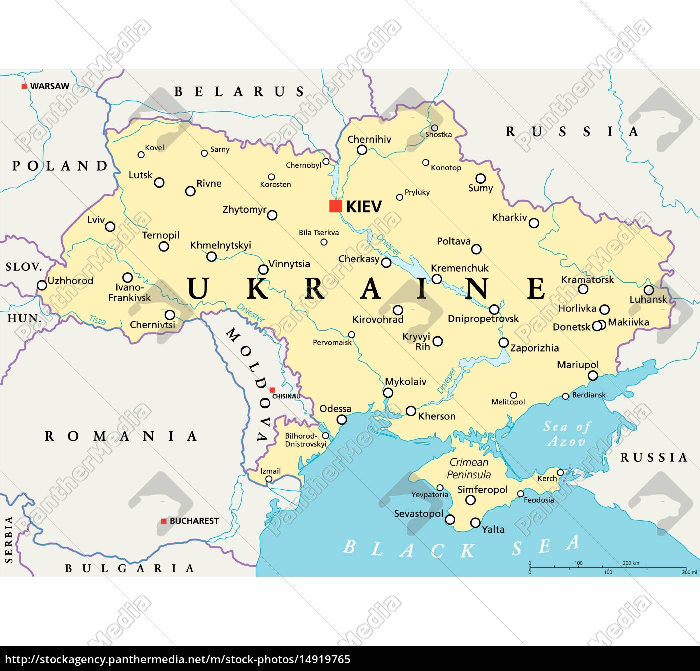 Ucraina Mappa politica - Stockphoto - #14919765 | Comprate Immagini RF da Panthermedia