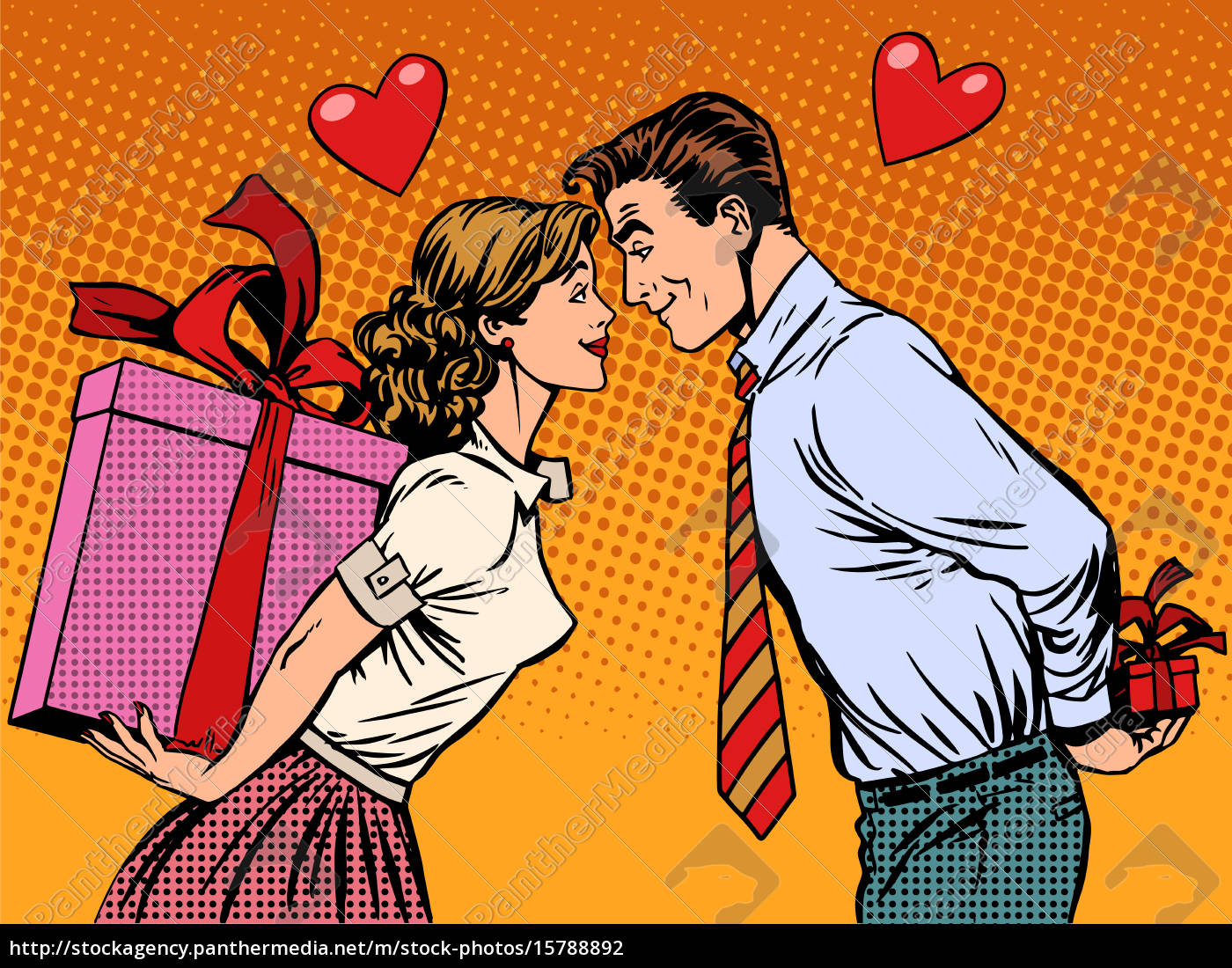Innamorati di San Valentino uomo e donna con regali - Stockphoto #15788892