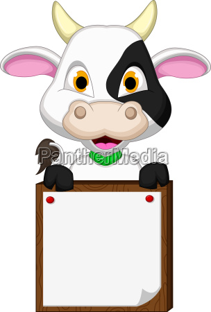 simpatico cartone animato della mucca che tiene il - Stockphoto #18180316