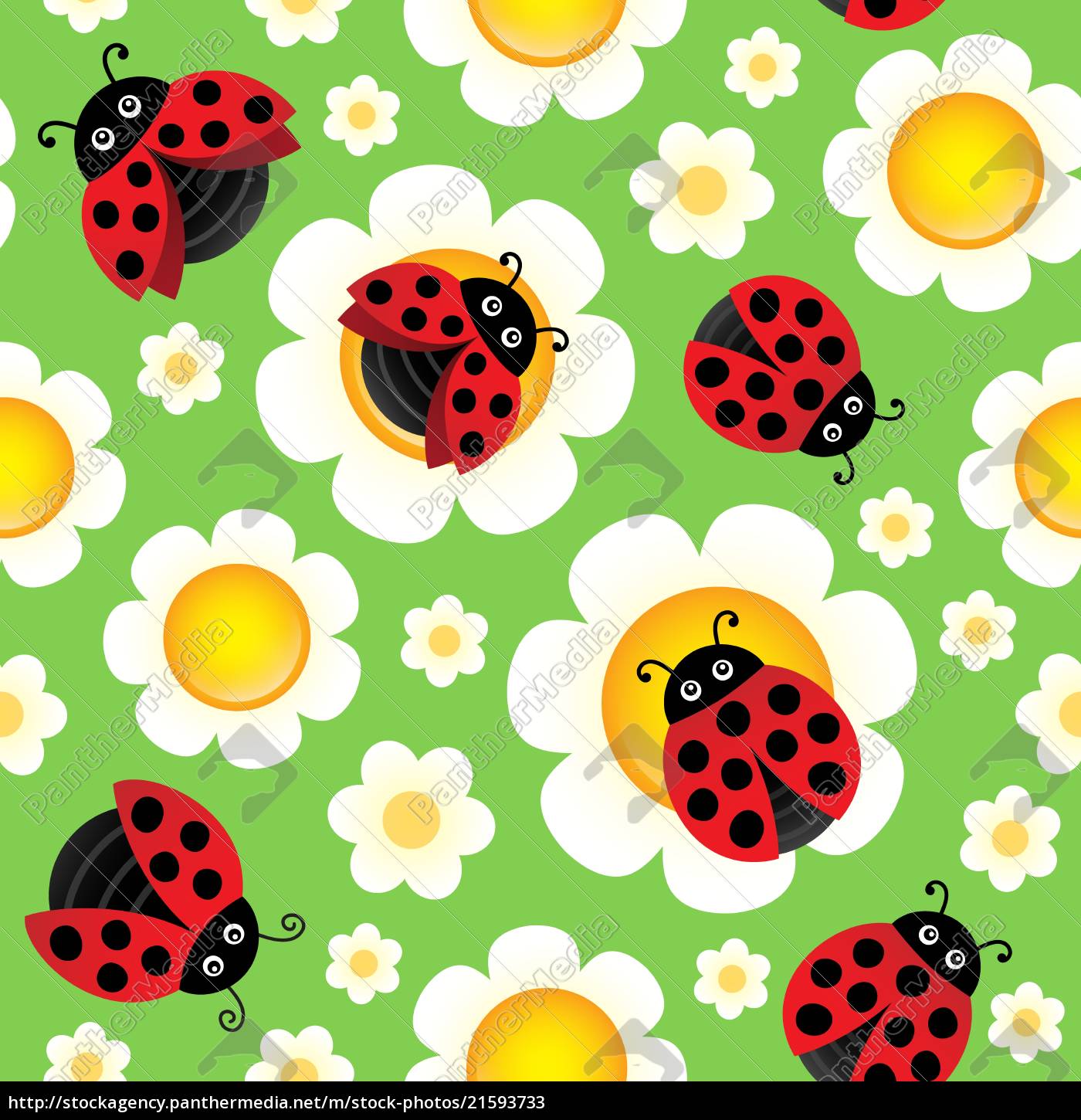 Fiori e coccinelle sfondo senza cuciture Stockphoto 21593733