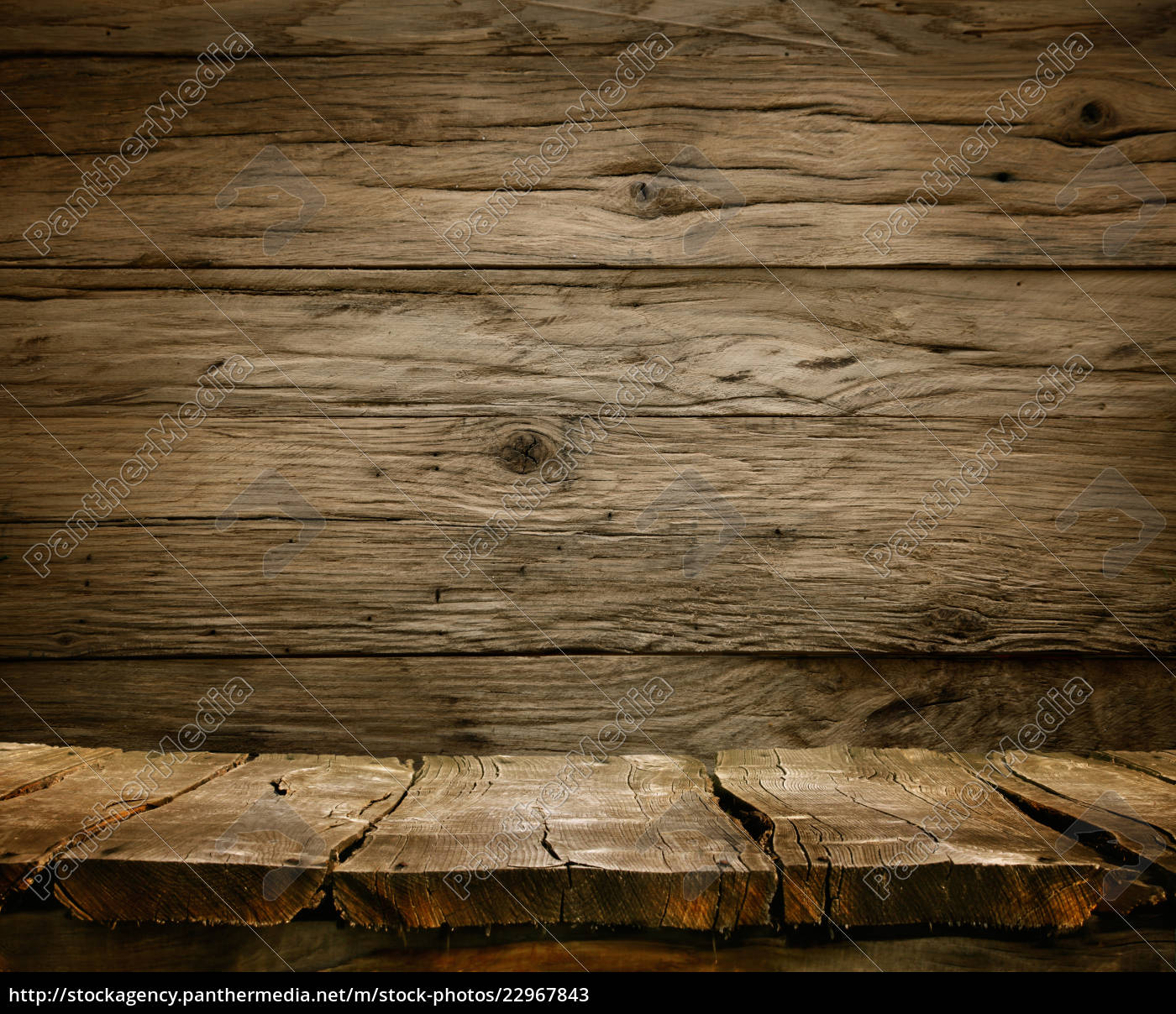 Sfondo in legno - tavolo con parete in legno - Foto stock #22967843