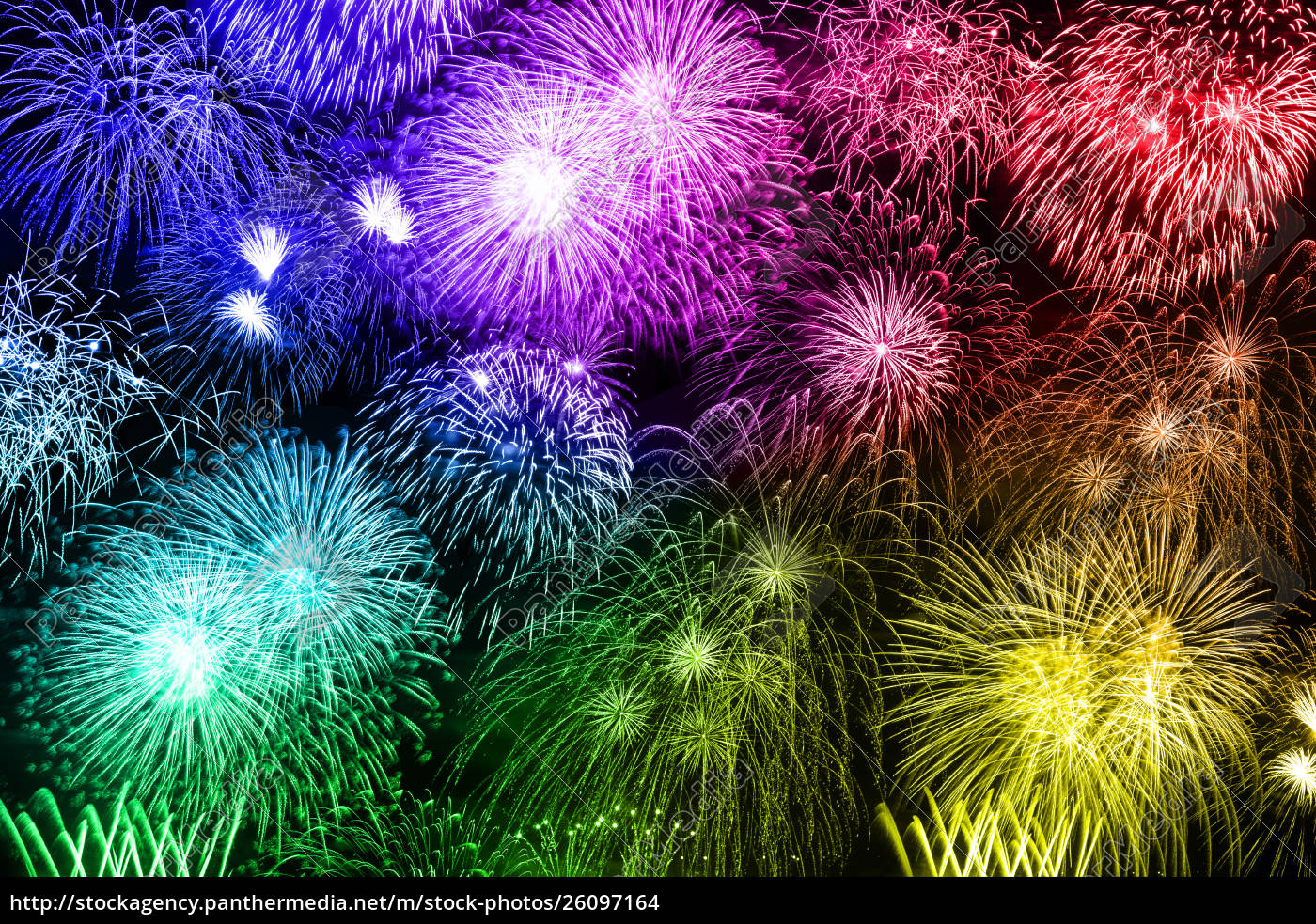 Fuochi d artificio di Capodanno colorati sfondo anni - Stockphoto #26097164