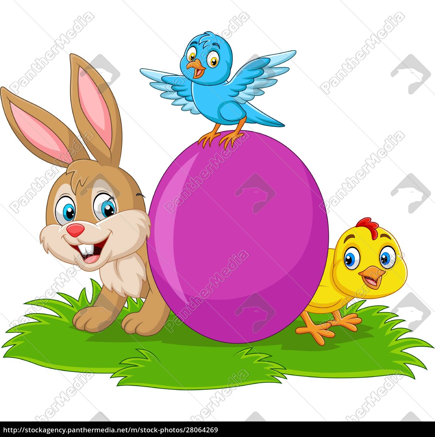 Coniglio pasquale con cartoon con uovo di Pasqua Immagine e