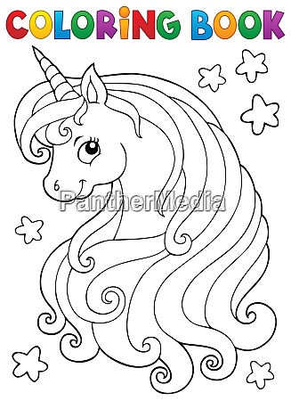 Tema testa unicorno libro da colorare 1 - Stockphoto #28494952